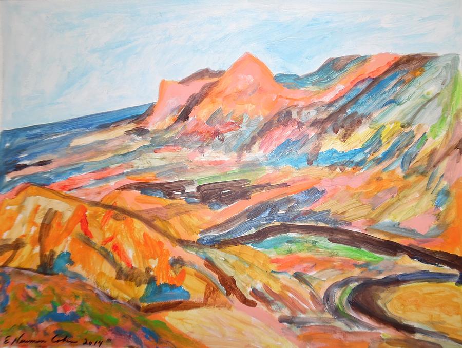 Hills Flowing Down to the Beach Painting by Esther Newman-Cohen