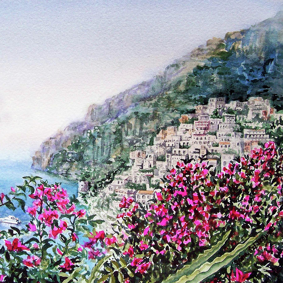 Hills Of Positano Amalfi Coast Italy Painting by Irina Sztukowski