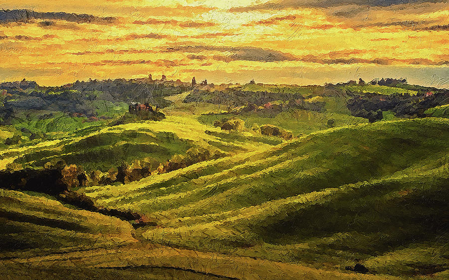 Hills of Tuscany - 03 Painting by AM FineArtPrints