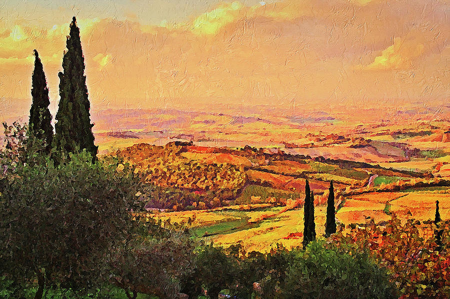 Hills of Tuscany - 14 Painting by AM FineArtPrints