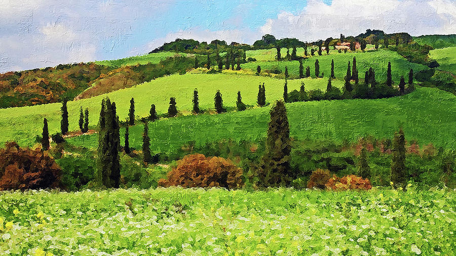 Hills of Tuscany - 21 Painting by AM FineArtPrints