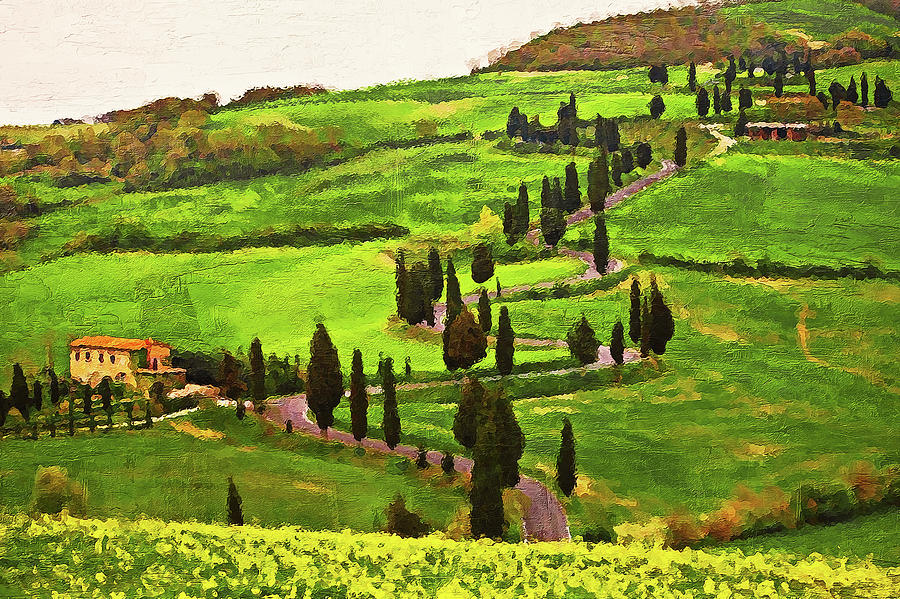 Hills of Tuscany - 22 Painting by AM FineArtPrints