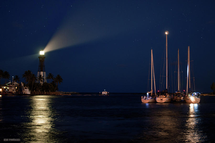 Hillsboro Inlet Lighthouse And Sailboats 2 Photograph by Ken Figurski