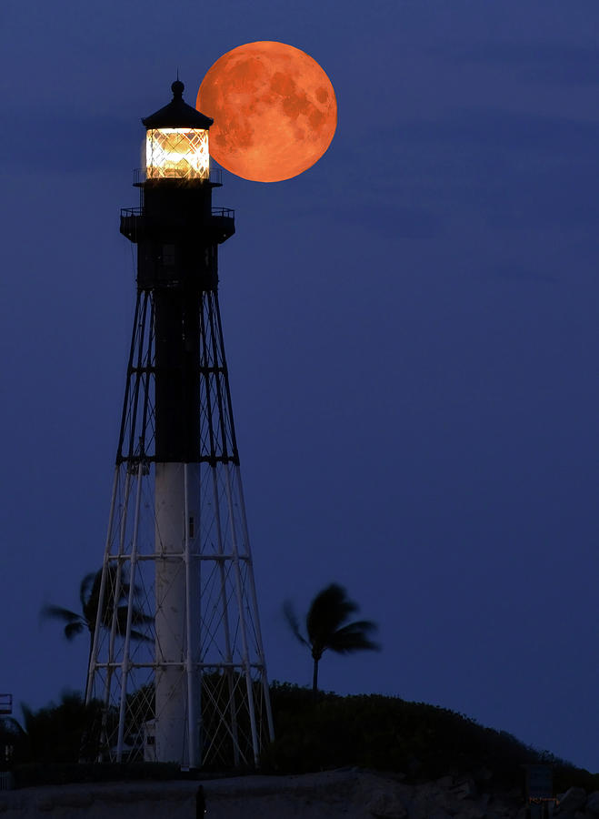 Hillsboro Inlet Orange Moon Photograph by Ken Figurski