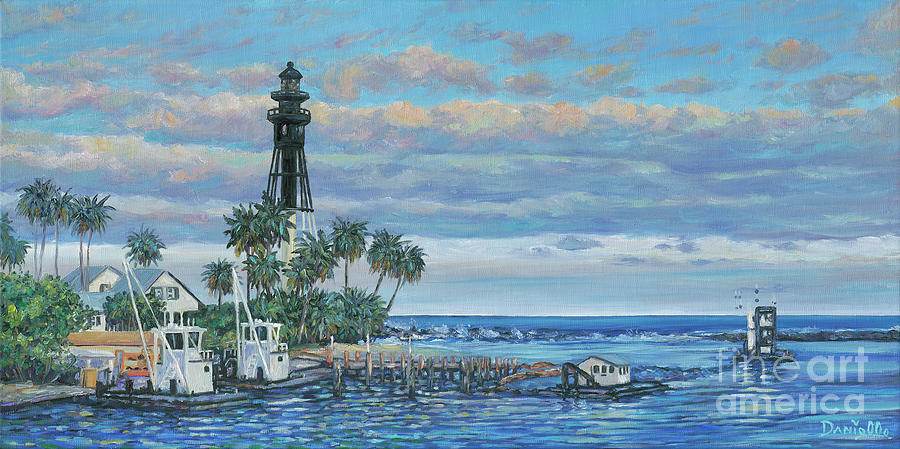 Hillsboro Lighthouse Dredge Painting by Danielle Perry