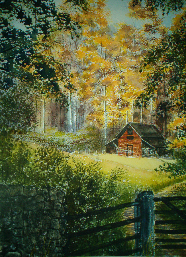 Hillside Barn Painting by Shirley Braithwaite Hunt