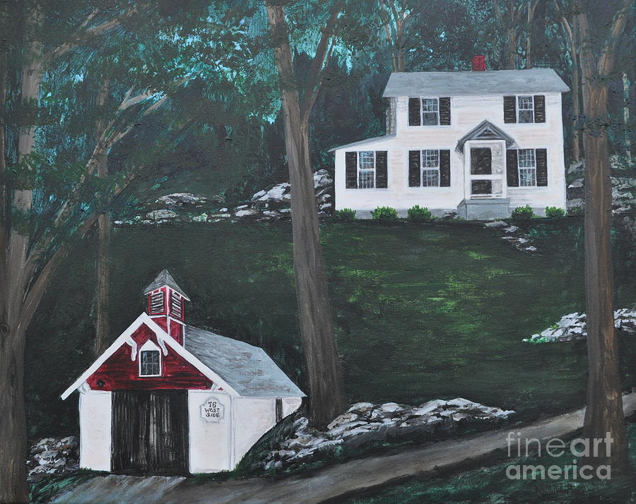 Tree Painting - Hillside Cottage by Sally Tiska Rice
