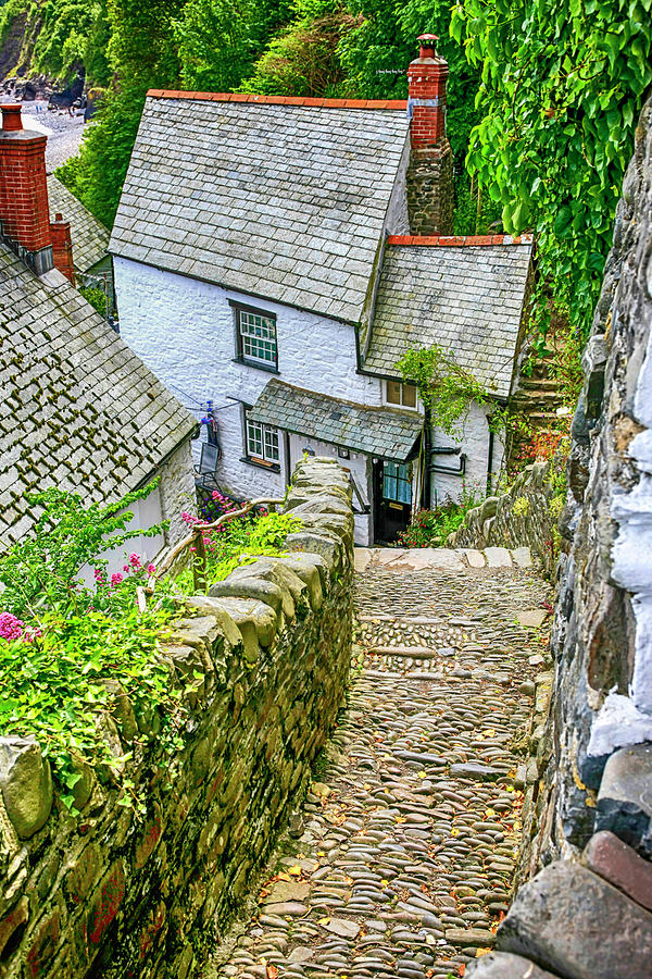 Hillside cottages in Clovelly, Devon, UK Photograph by Chris Smith