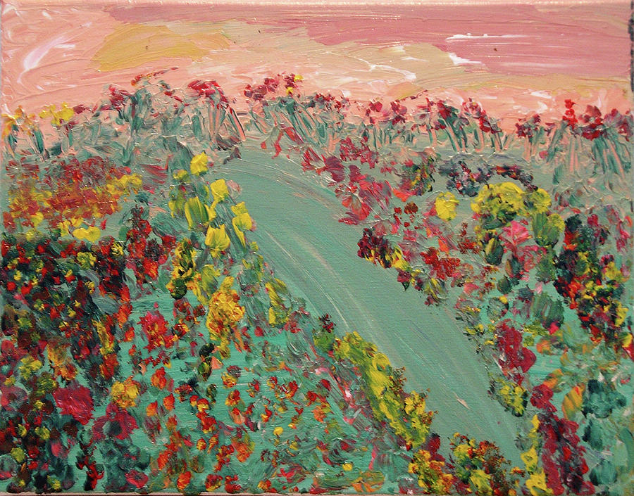 Hillside Flowers Painting by Karen Nicholson
