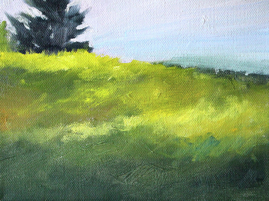 Spring Painting - Hillside Meadow by Nancy Merkle