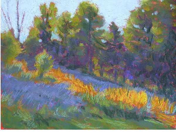 Trees Painting - Hillside Shadows by Julie Mayser Trees Painting - Hillside Shadows by Julie Mayser
