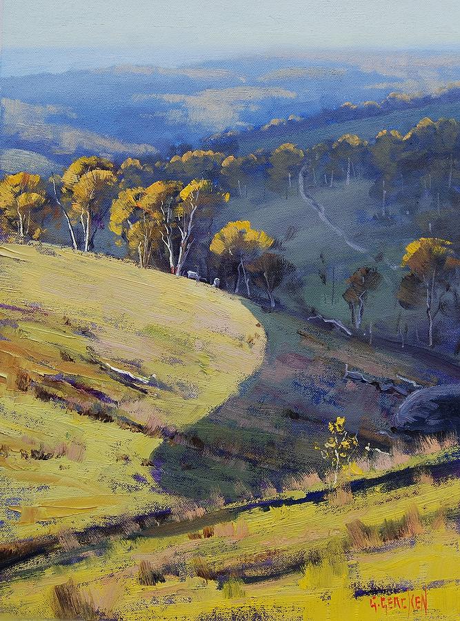 Nature Painting - Hillside Shadows Lithgow by Graham Gercken