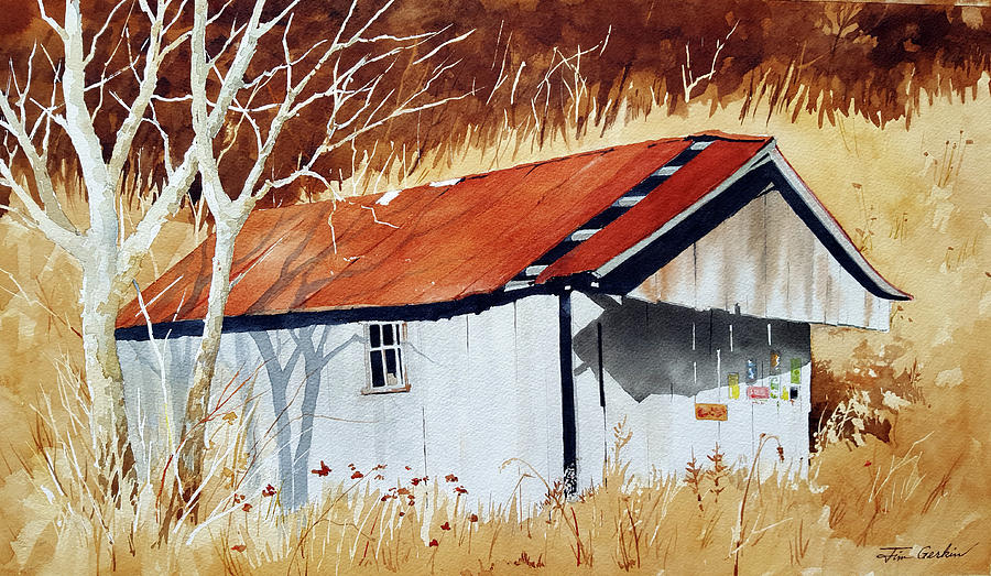 Hillside Shed Painting by Jim Gerkin