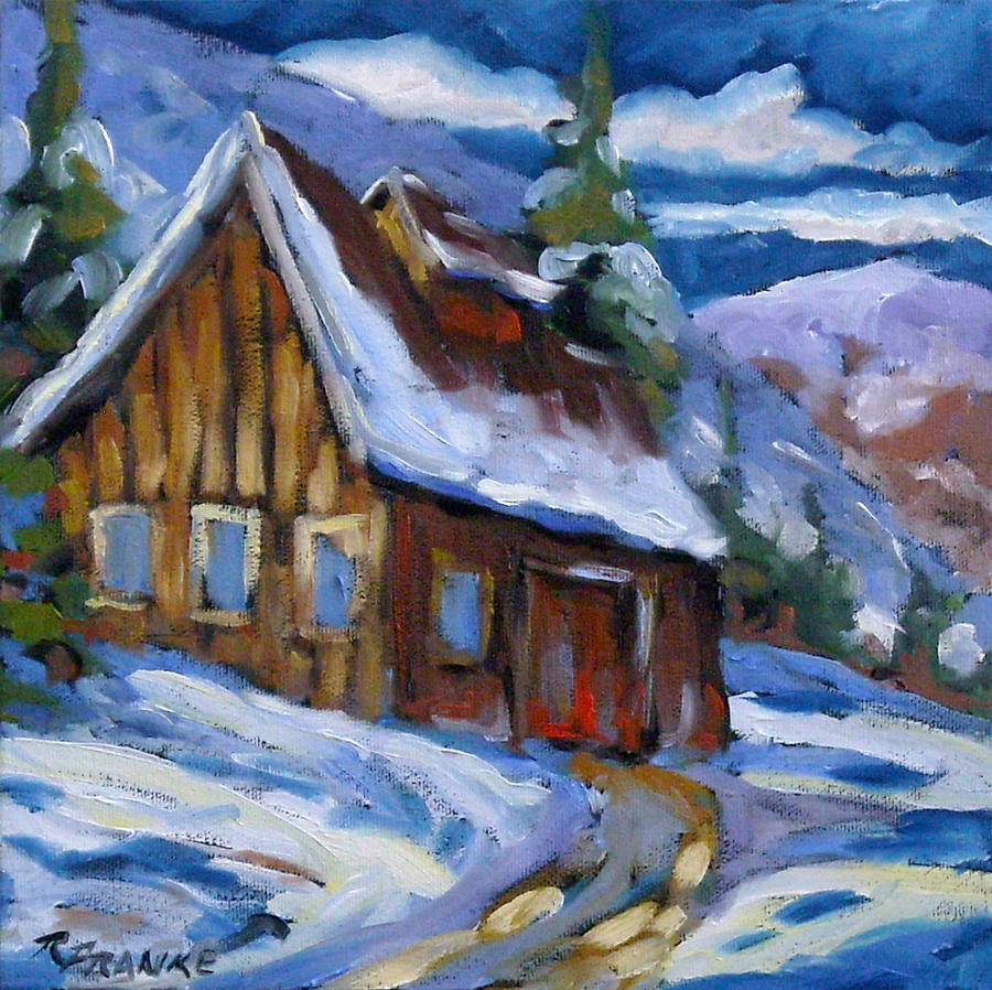 Hillsidebarn in Winter Painting by Richard T Pranke