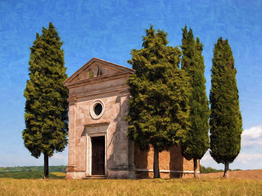 Hilltop Chapel Tuscany Painting by Dominic Piperata
