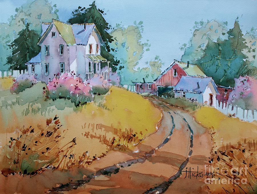 Hilltop Homestead Painting by Joyce Hicks