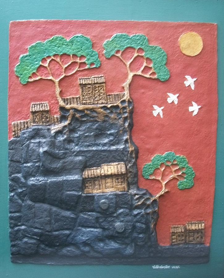 Tree Mixed Media - Hilltop Houses by Otil Rotcod