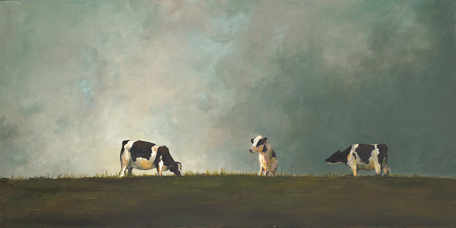 Cow Painting - Hilltop Reunion by Cari Humphry
