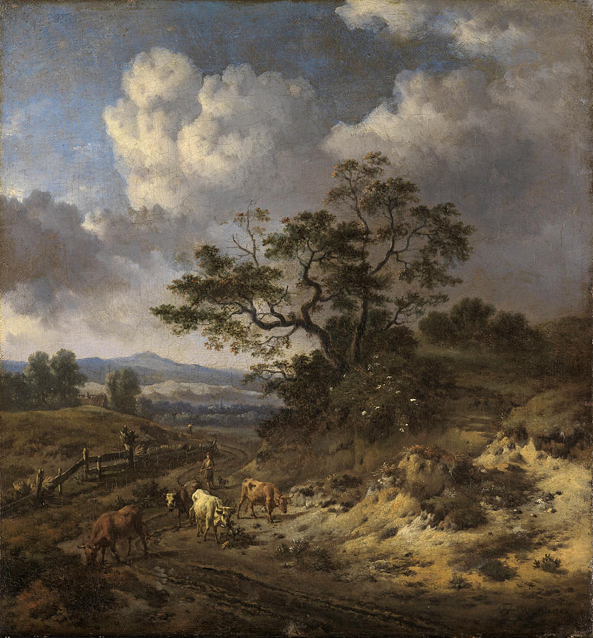 Hilly Landscape with Cows Painting by Jan Wijnants