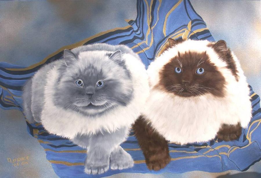 Cat Painting - Himalayan Cats  by Debbie LaFrance
