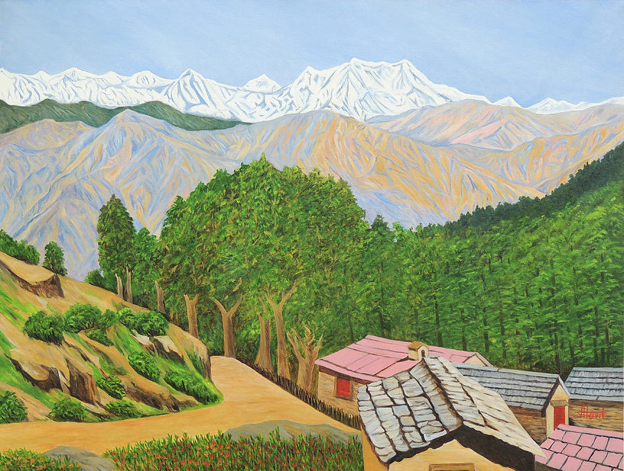 Tree Painting - Himalayan Trails by Ajay Harit