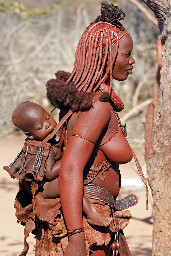 Himba Woman Carrying Cild Photograph by Aivar Mikko