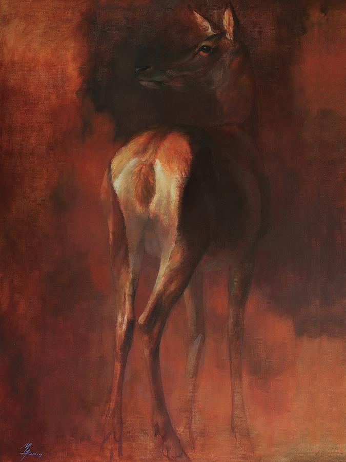 Hind from Behind Painting by Attila Meszlenyi
