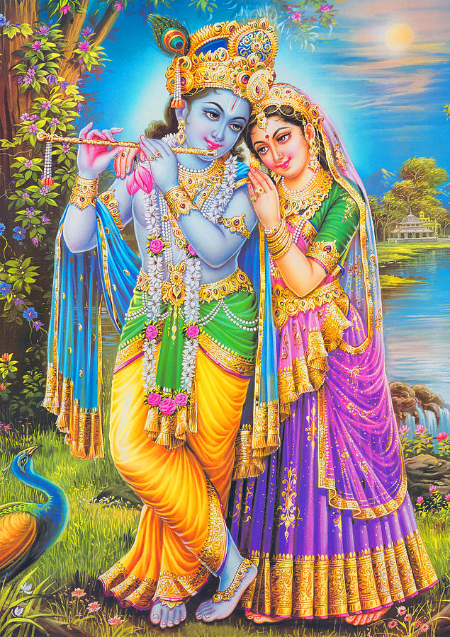 India Drawing - Hindu God Lord Radha Krishna by Magdalena Walulik