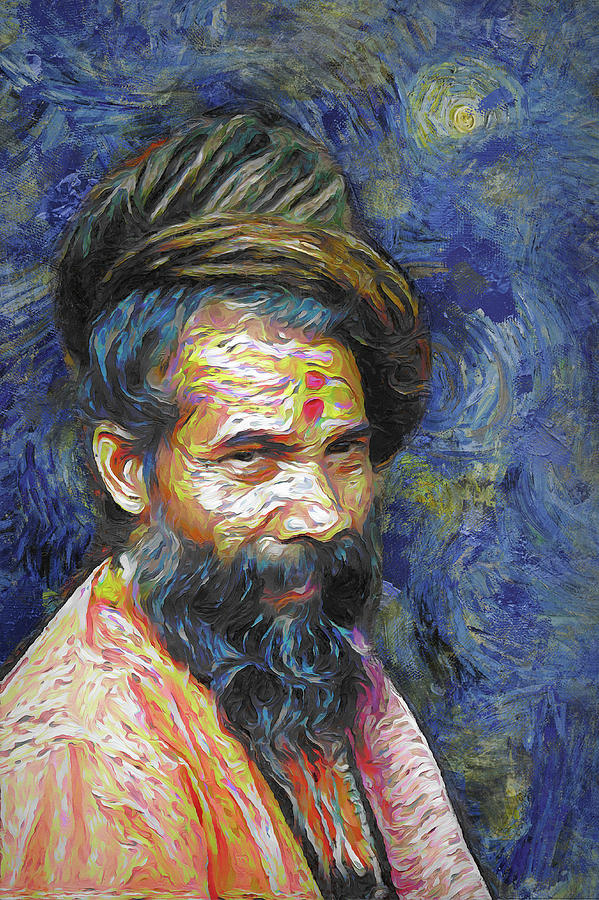 Vincent Van Gogh Digital Art - Hindu Sadhu in Van Gogh Style by Nila Newsom