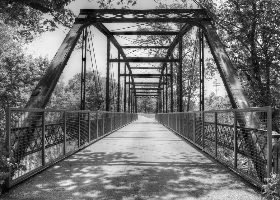 Hinkson Creek Bridge in Black and White Photograph by Cricket Hackmann