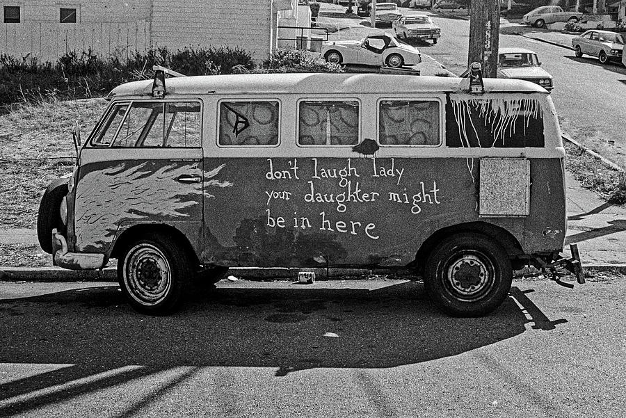 Black And White Photograph - Hippie Van, San Francisco 1970s by Frank DiMar...