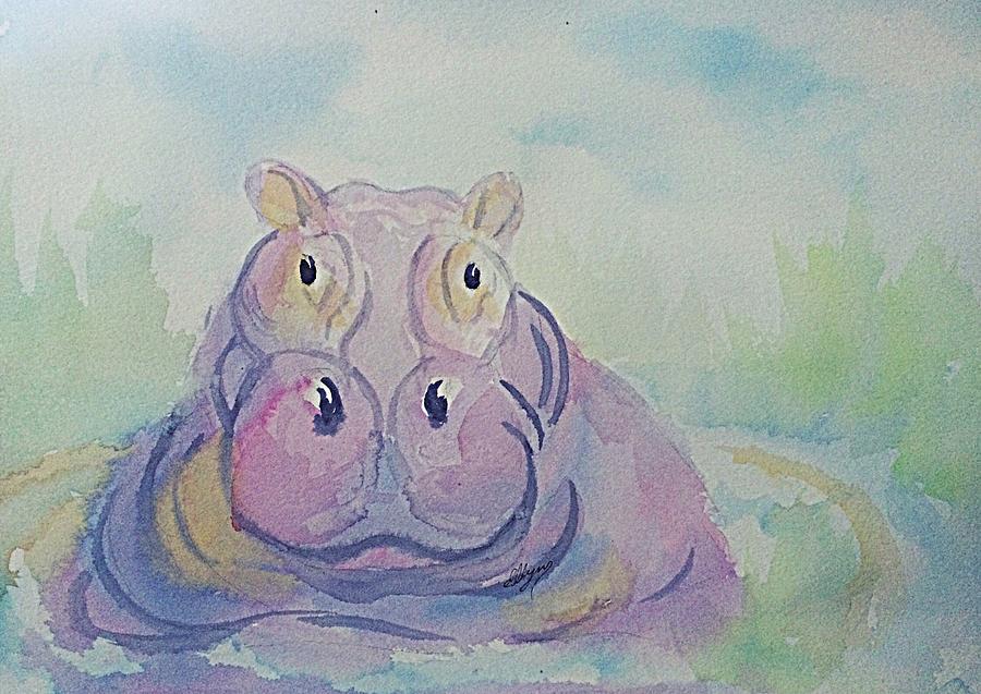 Hippo  Painting by Ellen Levinson