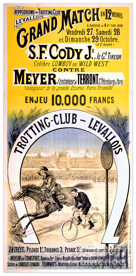 Vintage Drawing - Hippodrome du Trotting Club Levallois by Vintage Treasure