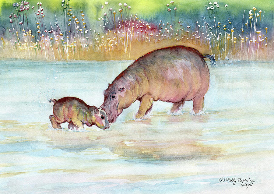 Hippopotamus Painting - Hippopotamus  by Melly Terpening