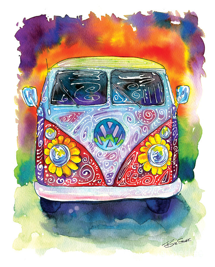 Hippy Bus Painting by Bill Stork.