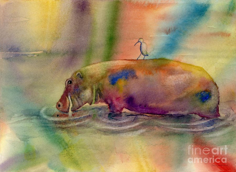 Hippopotamus Painting - Hippy Dippy by Amy Kirkpatrick