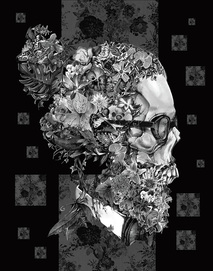 Hipster Floral Skull 3 Painting by Bekim M