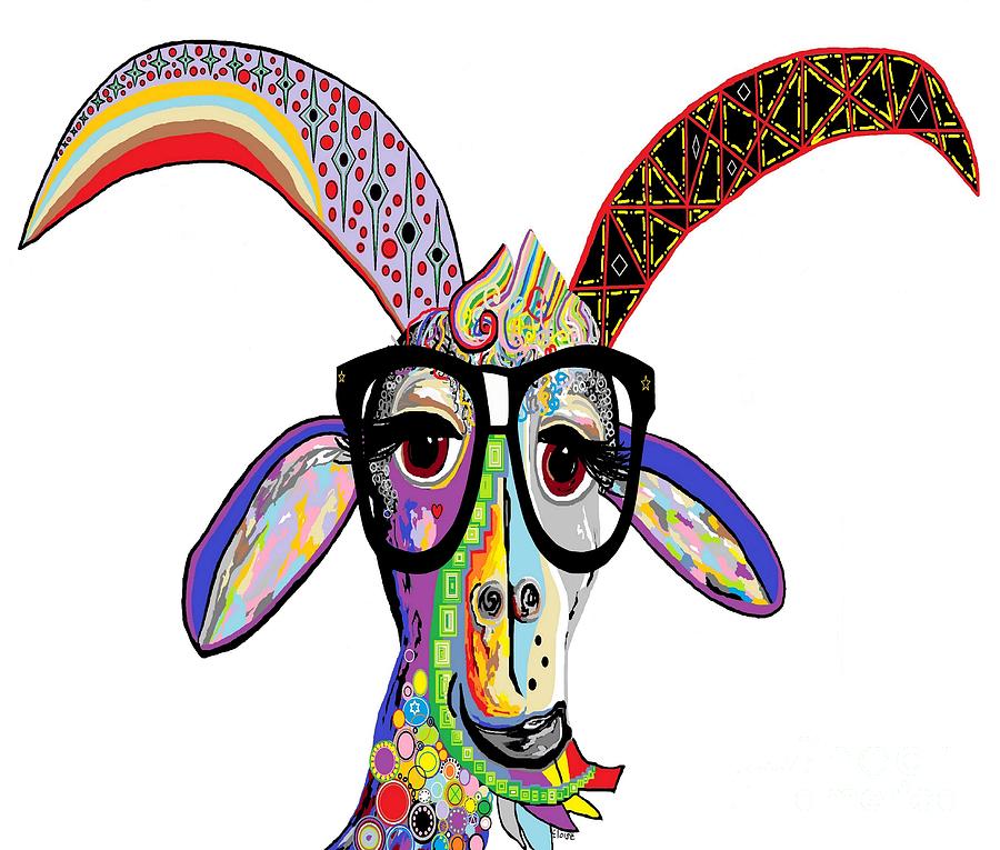 Hipster Goat Painting by Eloise Schneider Mote
