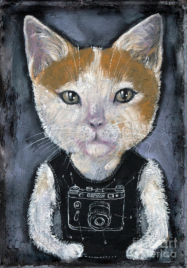 Hipster kitty Painting by Ang El