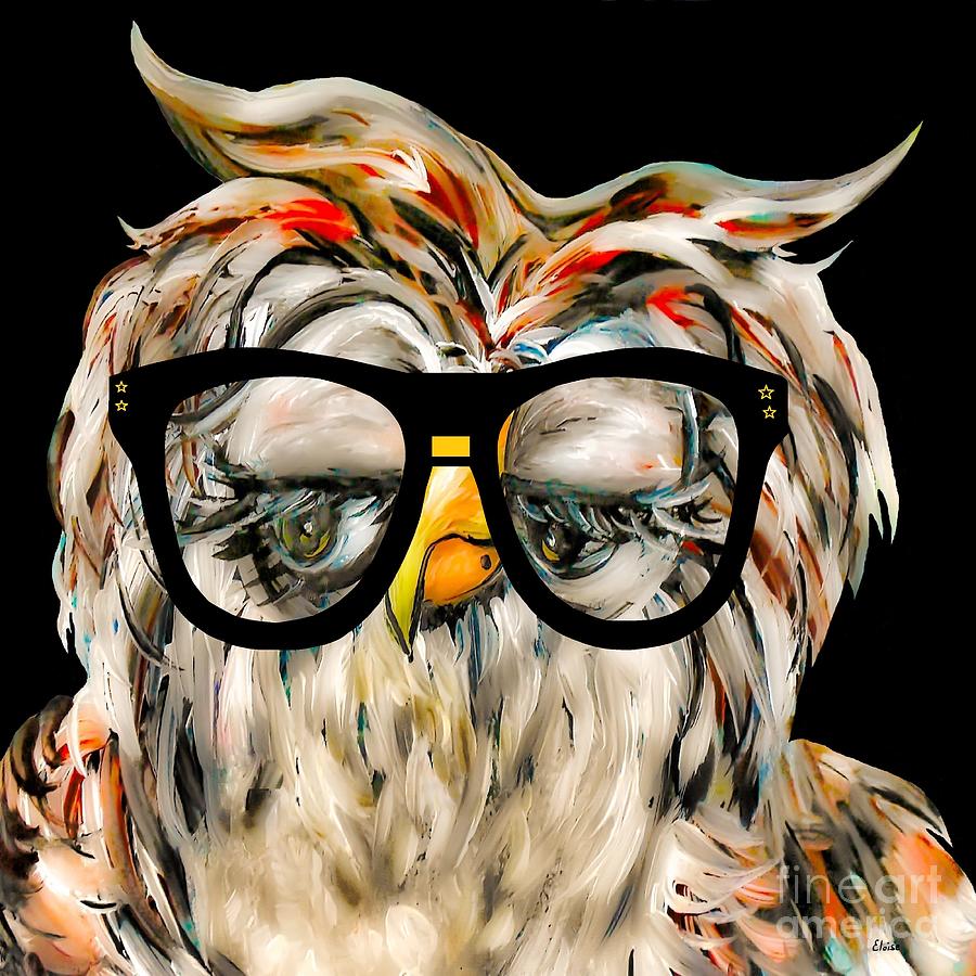Hipster Owl Painting by Eloise Schneider Mote