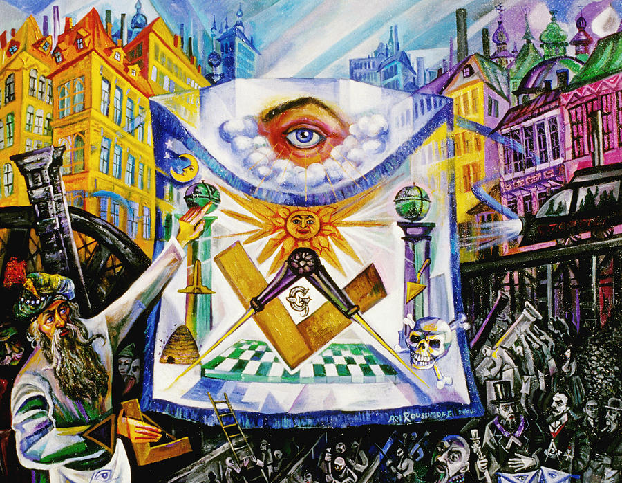 Surrealism Painting - Hirams Apron, A Masonic Allegory by Ari Roussimoff