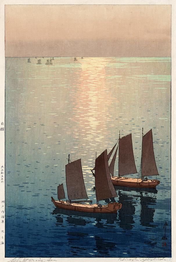 Hiroshi Yoshida, Hikaru umi, The sparkling sea, 1926 Painting by Vincent Monozlay