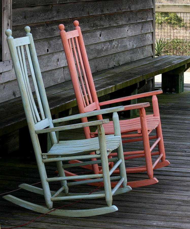 Beach Photograph - His and Hers rocking chairs by Cathy Harper