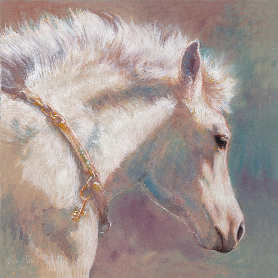 Horse Painting - His Coat Reflects the Sky by Tracie Thompson