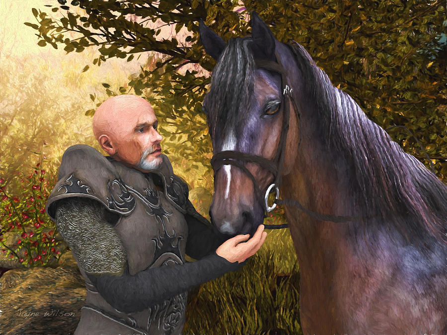 Knight Digital Art - His Noble Steed by Jayne Wilson