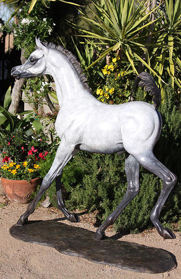 SOLD..His Son and Heir - lifesize Arabian Colt Foal Bronze Sculpture by J Anne Butler