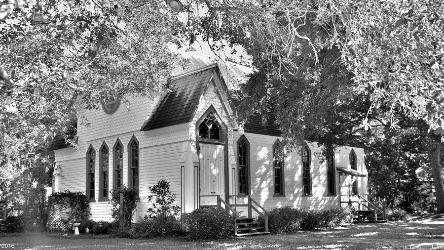 Historic Andrews Memorial Chapel Dunedin Florida Black And White Photograph by Lisa Wooten