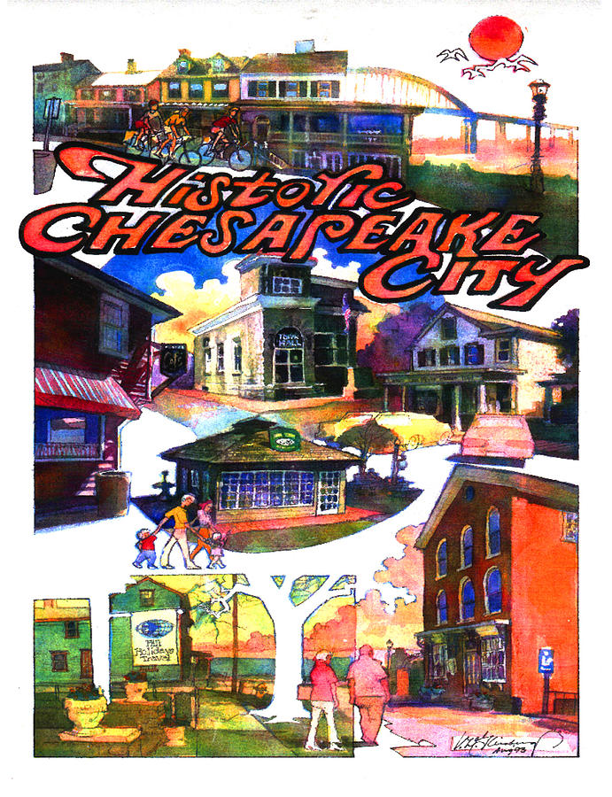 Historic Chesapeake City Poster Painting by Craig A Christiansen
