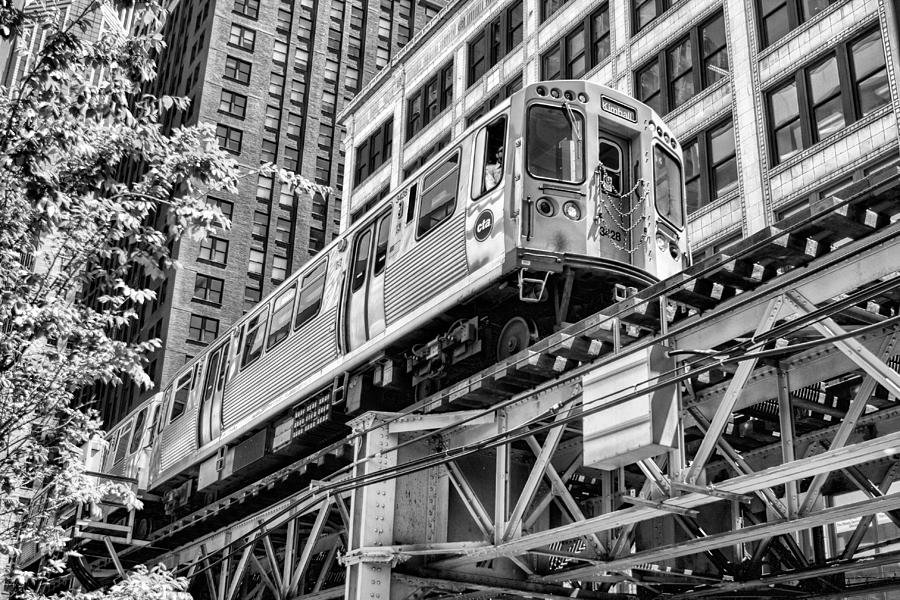 Historic Chicago El Train Black and White Photograph by Christopher Arndt