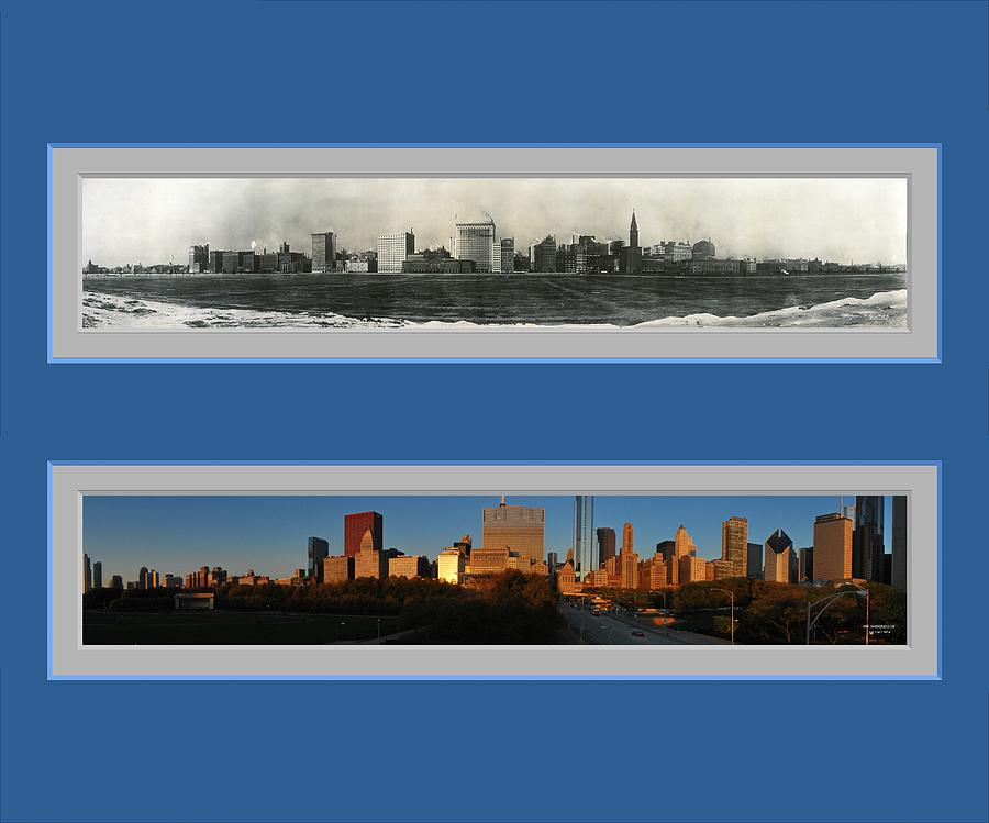 Historic Chicago Illinois Panoramic Reproduction 1910 Skyline Photograph by Ken DePue
